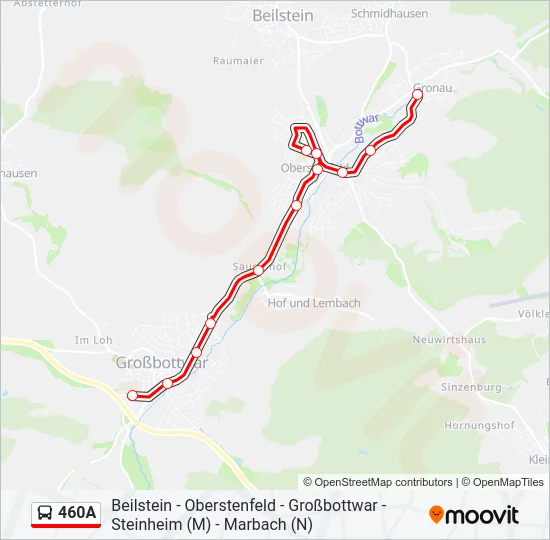 460A Bus Line Map