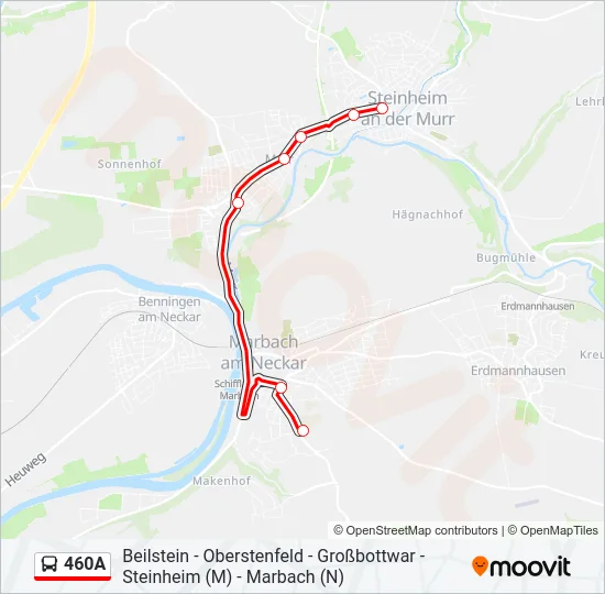 460A Bus Line Map