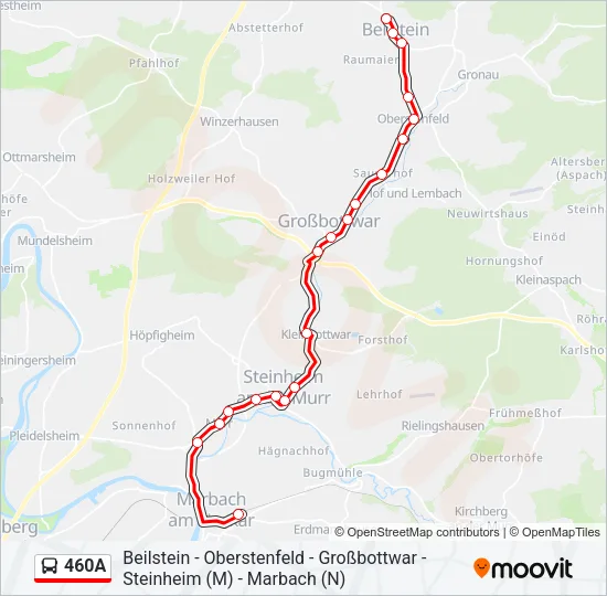 460A Bus Line Map