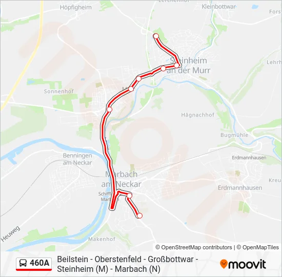 Автобус 460A: карта маршрута