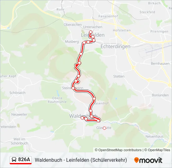 826A Bus Line Map