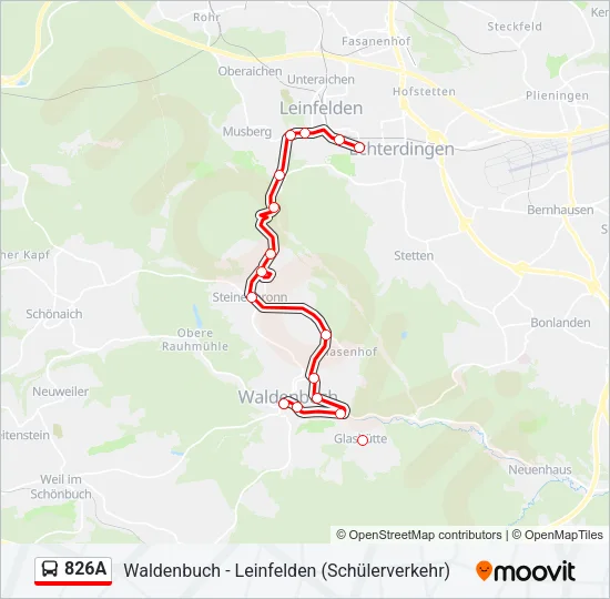 826A Bus Line Map