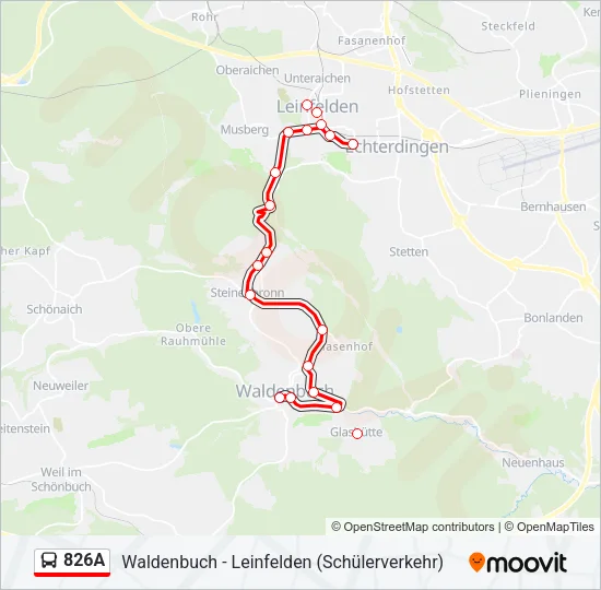 826A Bus Line Map