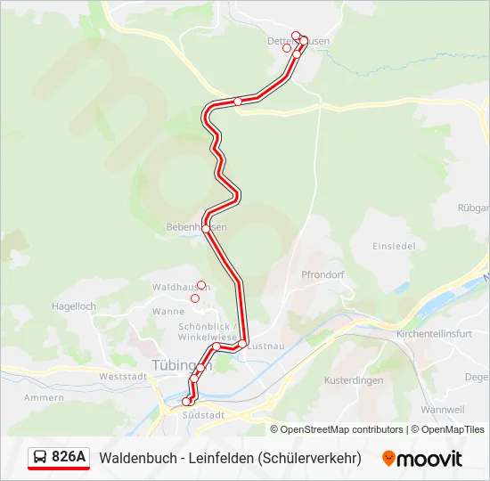 Автобус 826A: карта маршрута
