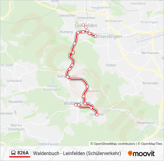 Автобус 826A: карта маршрута