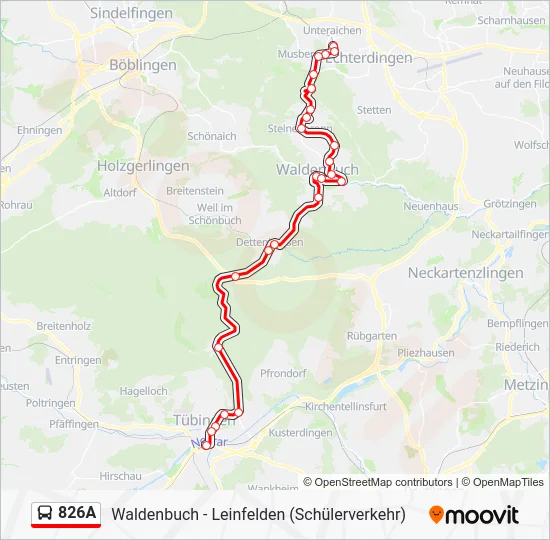 Автобус 826A: карта маршрута