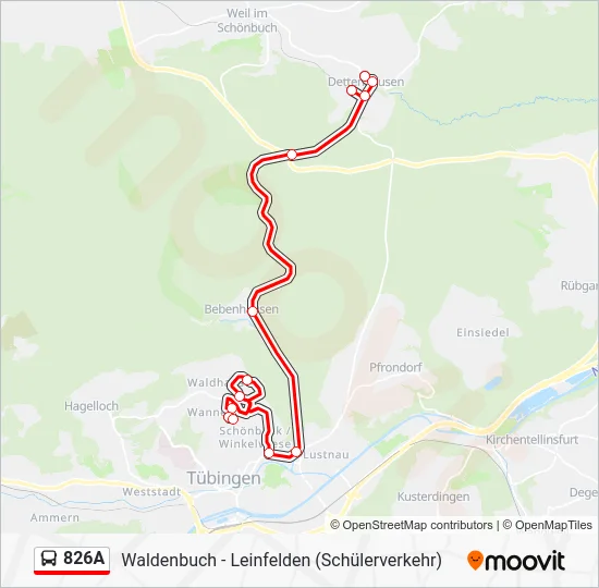 Автобус 826A: карта маршрута