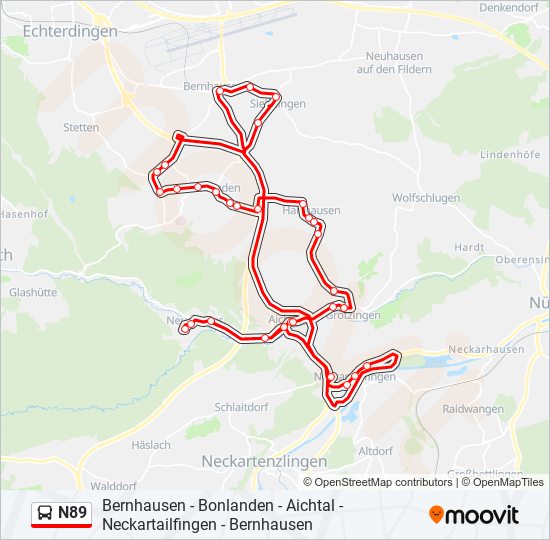 N89 bus Line Map