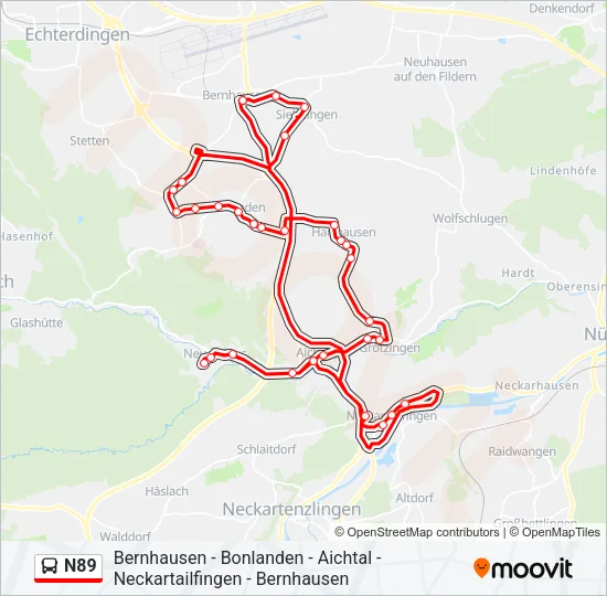 N89 Bus Line Map