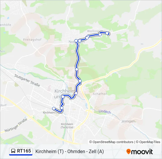 RT165 Bus Line Map