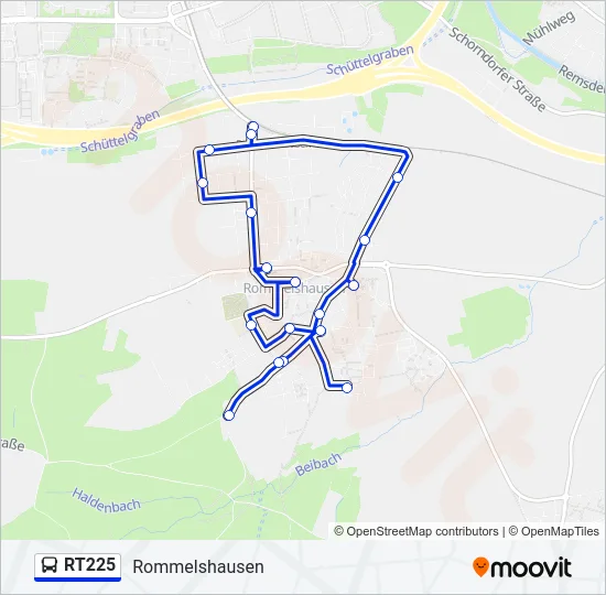 RT225 Bus Line Map