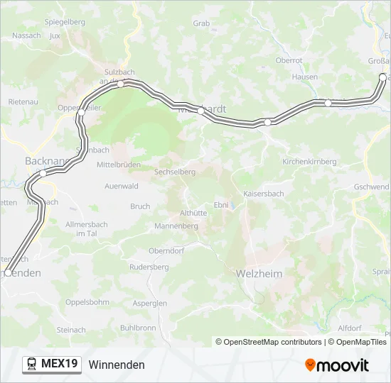 Поезд MEX19: карта маршрута