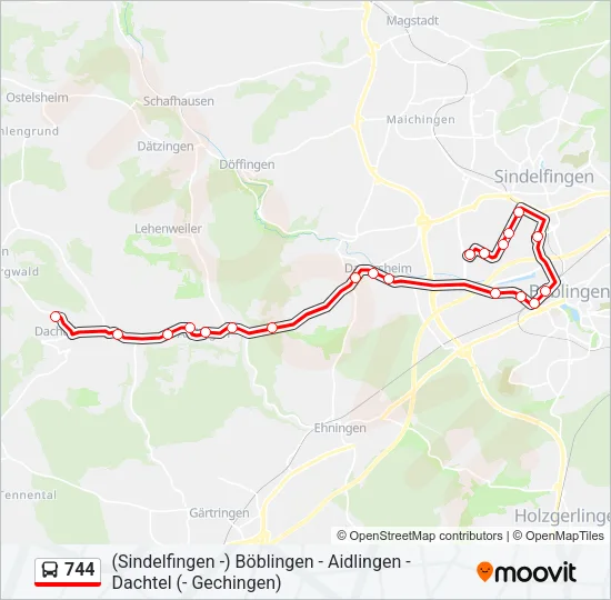 744 Bus Line Map