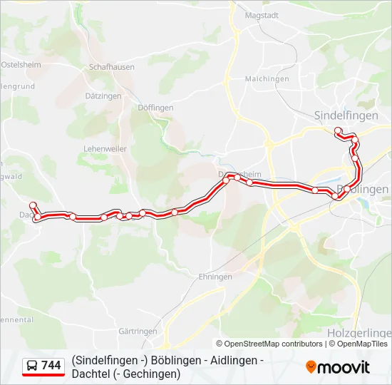 744 Bus Line Map