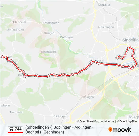 744 Bus Line Map