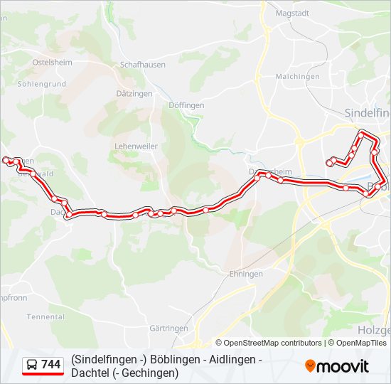 744 bus Line Map