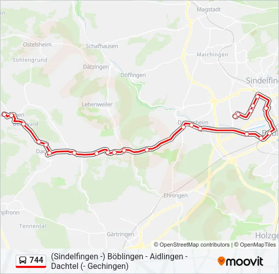 744 Bus Line Map
