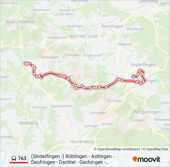 763 Bus Line Map