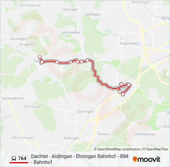 764 Bus Line Map