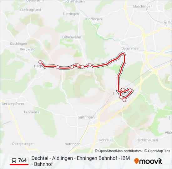 764 Bus Line Map