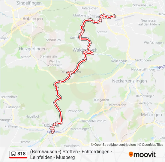 Автобус 818: карта маршрута