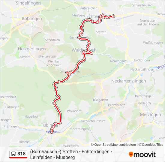 Автобус 818: карта маршрута