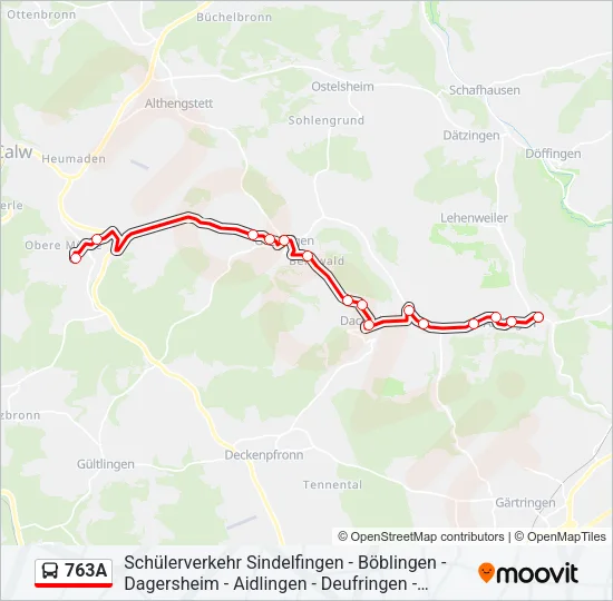 763A Bus Line Map