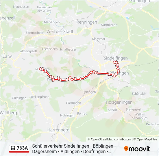 763A Bus Line Map