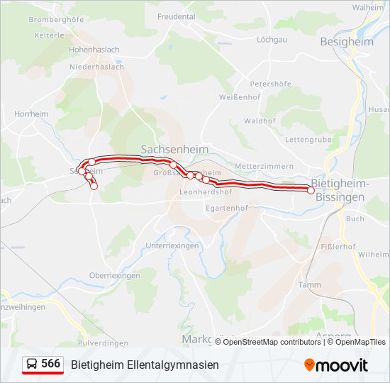 566 bus Line Map