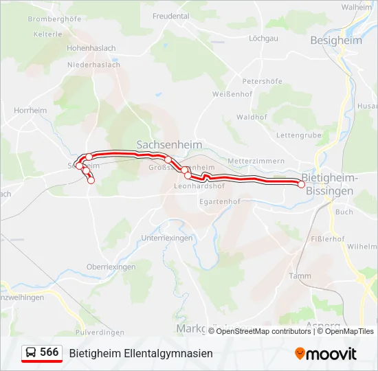 566 Bus Line Map
