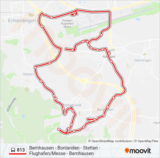 813 bus Line Map