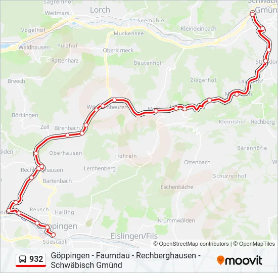 932 Bus Line Map