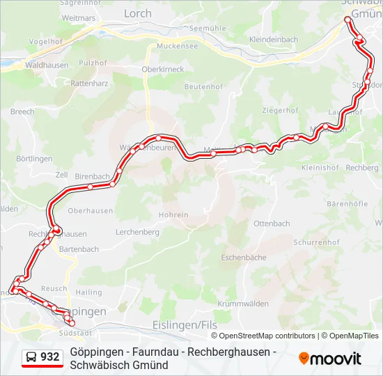 932 Bus Line Map