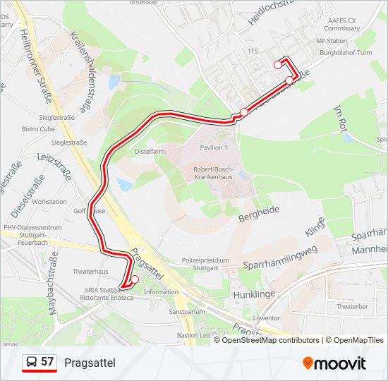 57 Bus Line Map