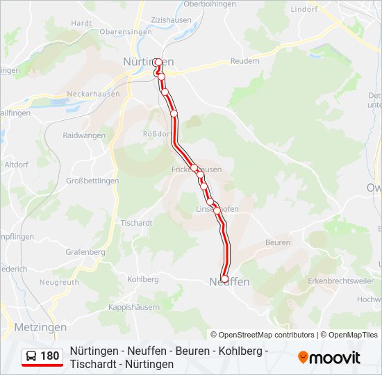 180 bus Line Map