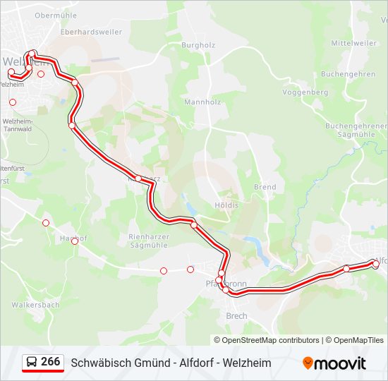 266 bus Line Map