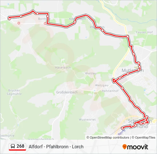 Автобус 268: карта маршрута