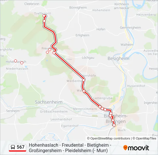 567 Bus Line Map
