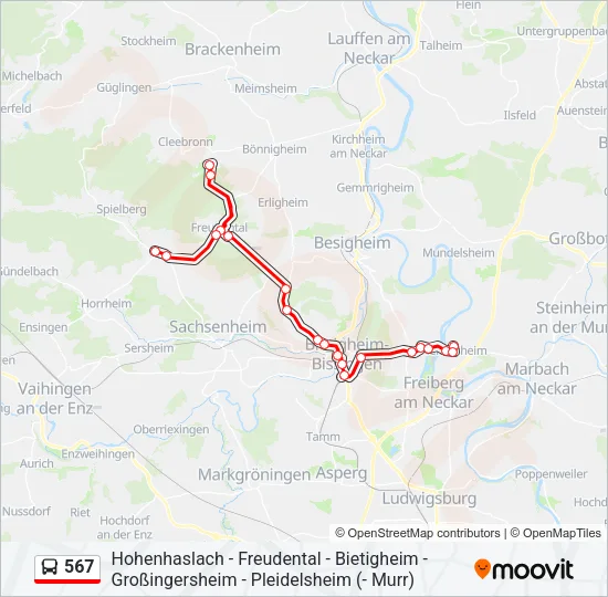 567 Bus Line Map