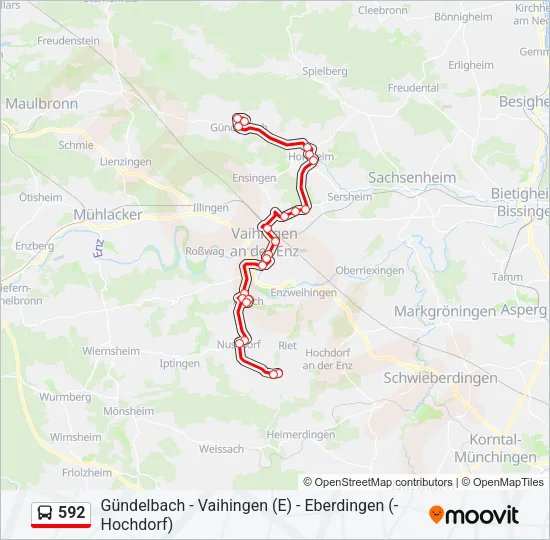 592 Bus Line Map