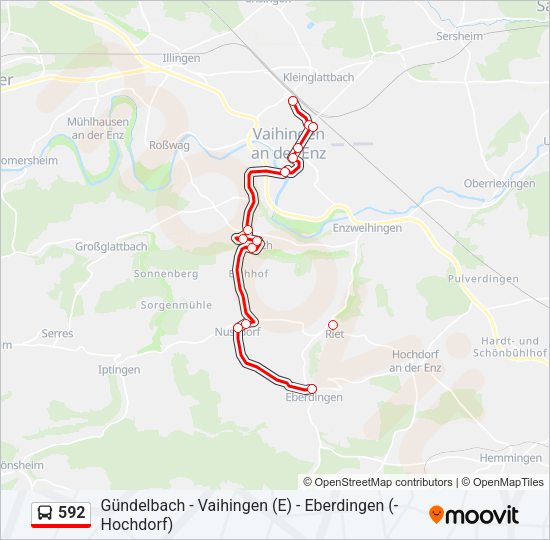 592 Bus Line Map