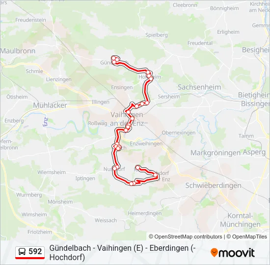 592 Bus Line Map