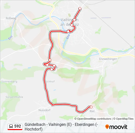 592 Bus Line Map