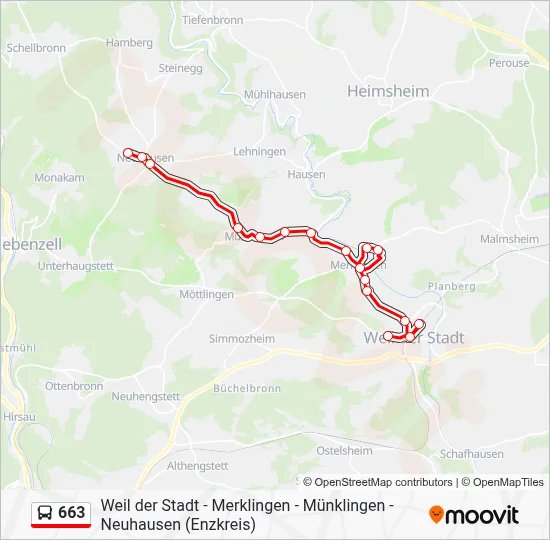 663 Route: Fahrpläne, Haltestellen & Karten - Neuhausen Pforzheimer Str ...