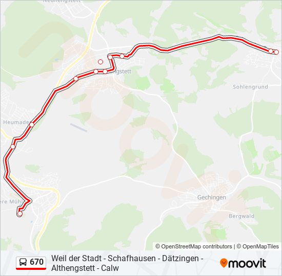 670 bus Line Map