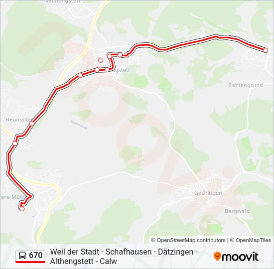 670 Bus Line Map