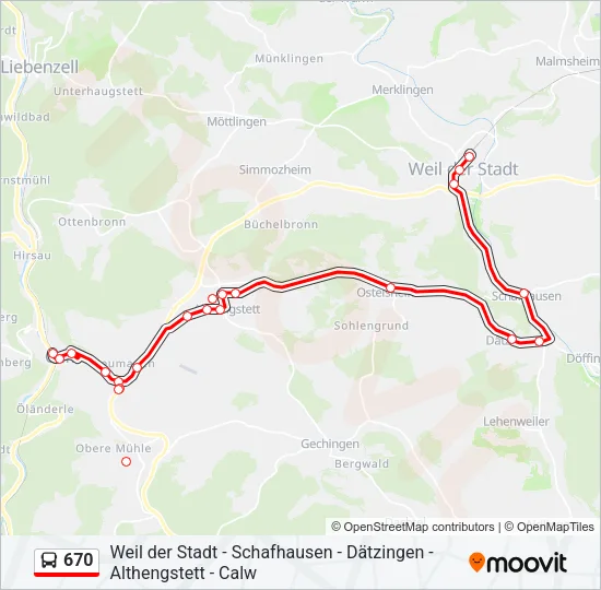 670 Bus Line Map