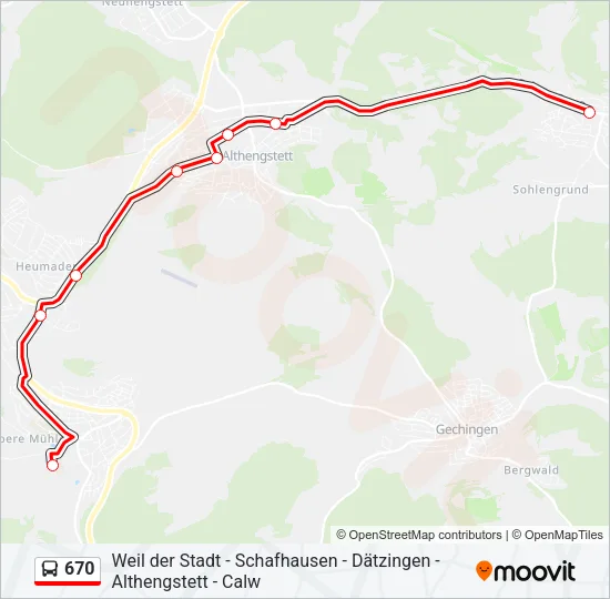 670 Bus Line Map