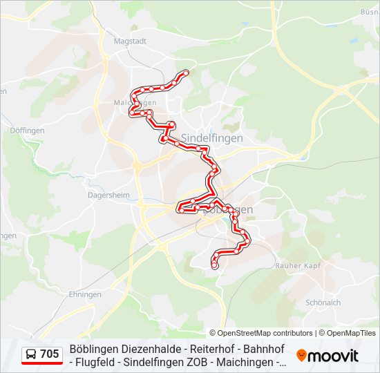 705 Bus Line Map