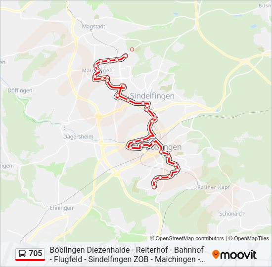 705 Bus Line Map